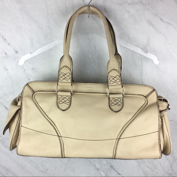 Lancel Paris Handbags - Lancel Paris Large Cream Shoulder Handbag